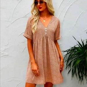 Rolled cuff babydoll dress